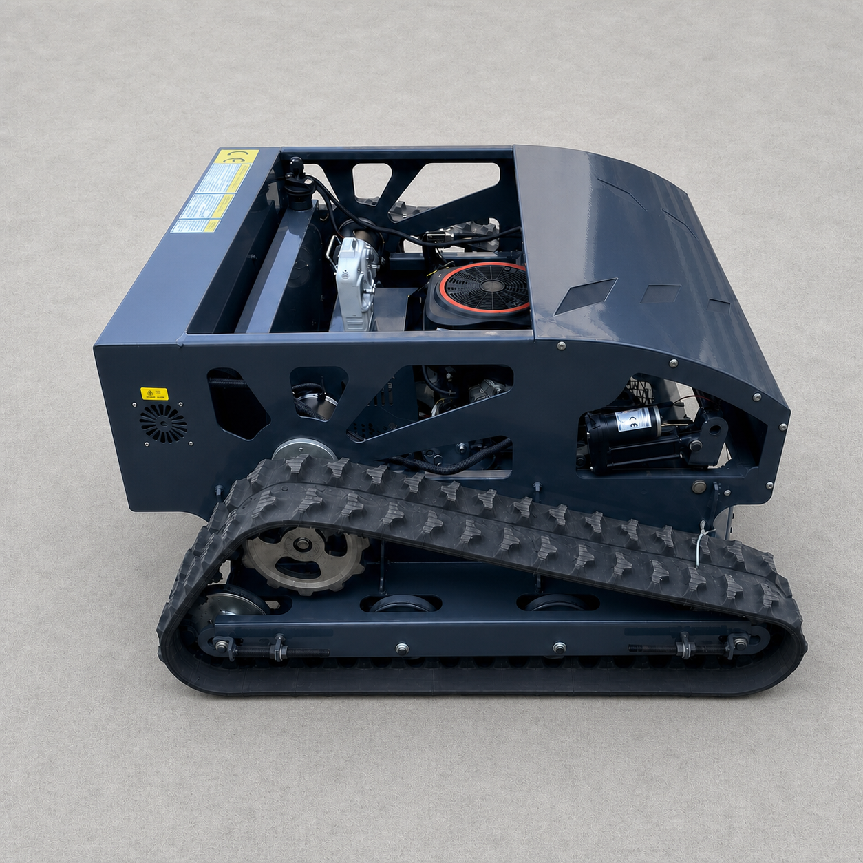 Black tracked gasoline mower