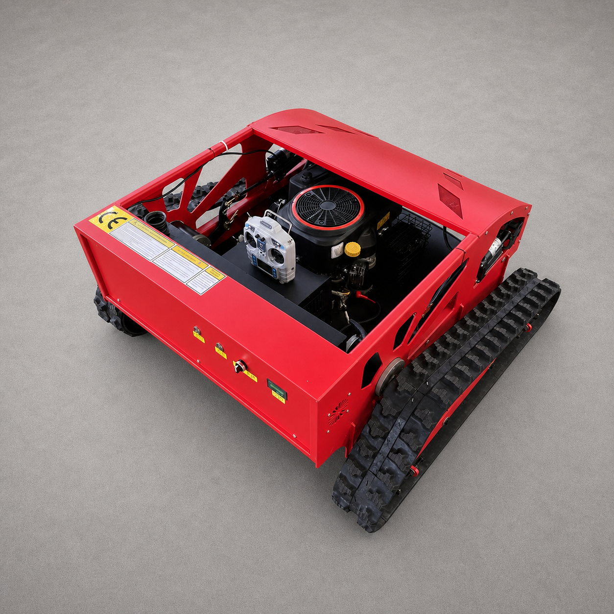 Red tracked gasoline mower